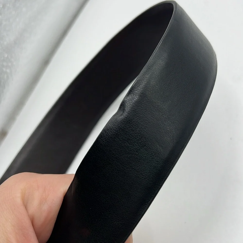 Calvin Klein Reversible Dark Brown Black Leather Belt Silver Mens Size 40